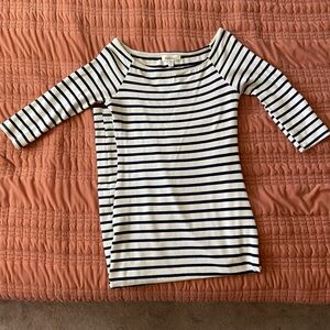 Black and cream stripe midi dress body con